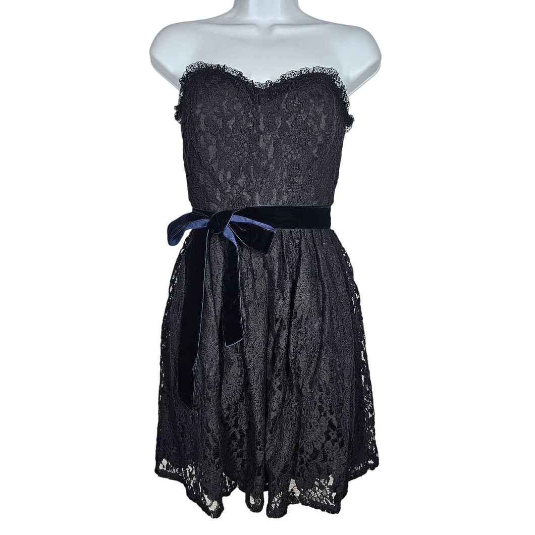 Y2k Juicy Couture Vintage Strapless Lace Black Dress Women's 6/Small