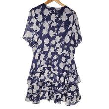 Load image into Gallery viewer, Simply Vera Wang Floral Ruffle Dress Purple Lined Women&#39;s XXL

