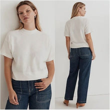 Load image into Gallery viewer, Madewell Waffle Mock Neck Ribbed Tee Top in Lighthouse NK194 Women Size Small
