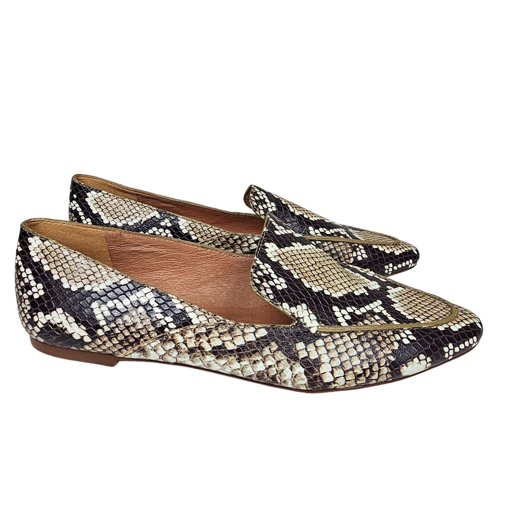 Madewell Frances Skimmer Snake Print Pointed Flats Embossed Leather Women's 7