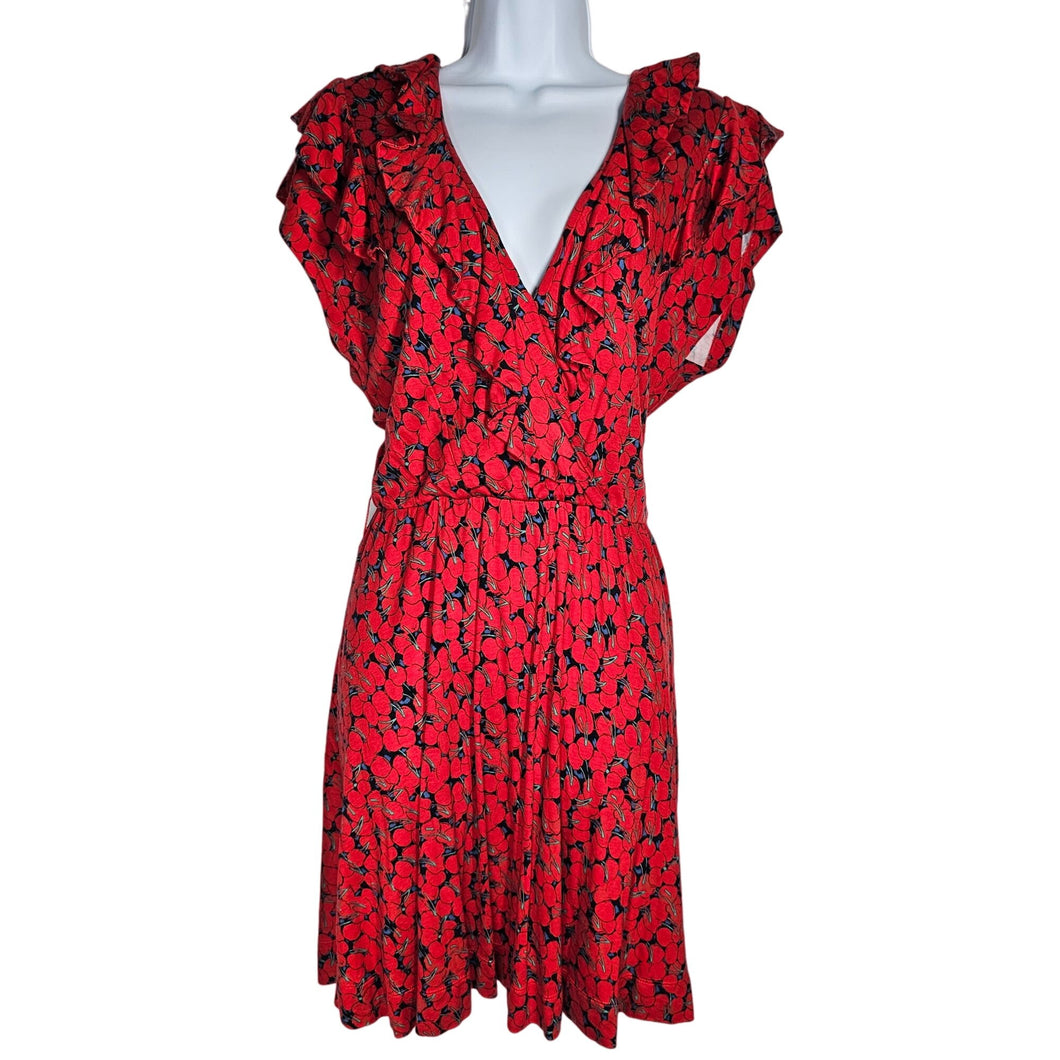 Juicy Couture Y2K Ruffle Cherry Print Wrap Dress Asymmetrical Women's Medium
