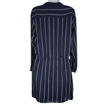 Load image into Gallery viewer, Banana Republic Pin Striped Tie Waist Navy Blue White Shirt Dress Women&#39;s 6

