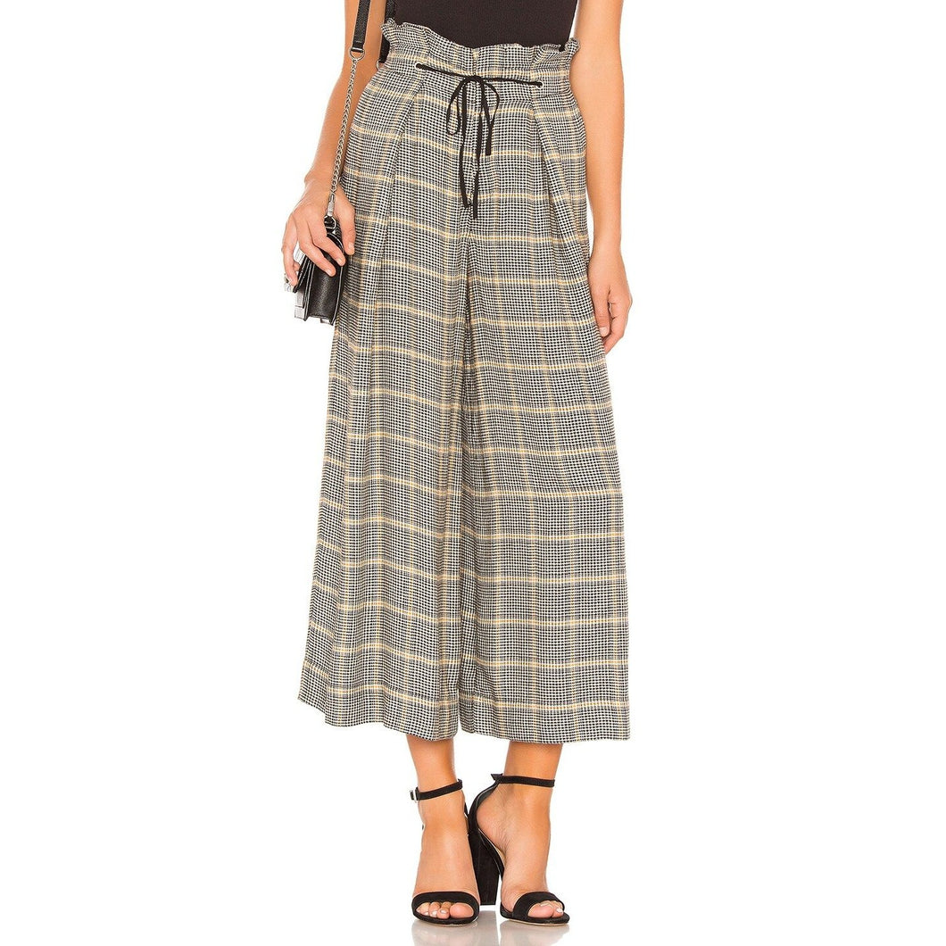 Free People Charlie Wide Leg Pant Wool Blend Plaid Women's Small