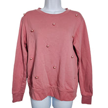 Load image into Gallery viewer, Rachel Parcel Pink Pearl Embellished Crewneck Fleece Sweater Women&#39;s Small
