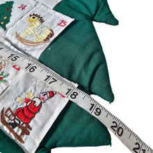 Load image into Gallery viewer, Vintage Embroidered Advent Calendar 24 Slots Christmas Tree Sewn Pockets Green
