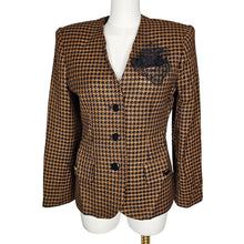 Load image into Gallery viewer, Vintage Stirling Copper Hounds Tooth 3 Button Blazer Jacket Brown Women Size XS
