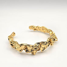 Load image into Gallery viewer, Amber Sceats Crushed Metal Design 24K Gold Plated Emery Cuff Bracelet Women NWT
