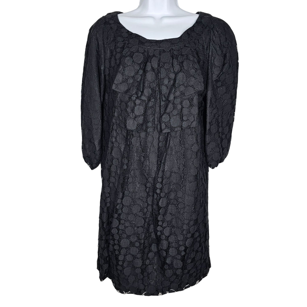 T-Bags Los Angeles Ruffle Front Lace Dress A-Line Black Women's Medium