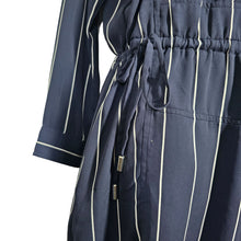 Load image into Gallery viewer, Banana Republic Pin Striped Tie Waist Navy Blue White Shirt Dress Women&#39;s 6
