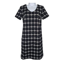 Load image into Gallery viewer, Romeo &amp; Juliet Couture Shift Dress Black White Cross Pattern Women Small NWT
