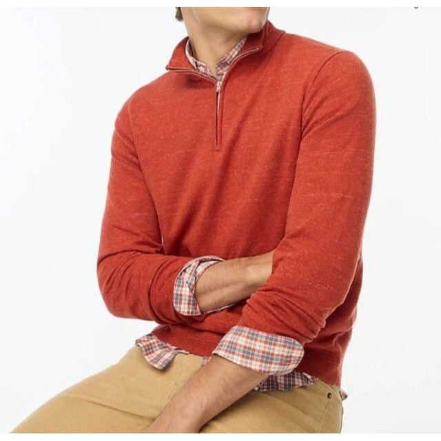 J. Crew Raglan Half-Zip Sweater Long Sleeve Pullover Orange Men Size Small NWT