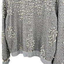Load image into Gallery viewer, Sea New York Grey Pearled Beaded Embellished Crewneck Sweater Women&#39;s Small

