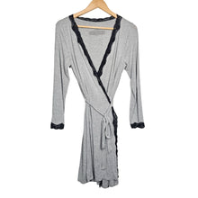 Load image into Gallery viewer, Rosie Pope Lace Trim Pip N Vine Waist Control Maternity Robe Gray Women&#39;s Small
