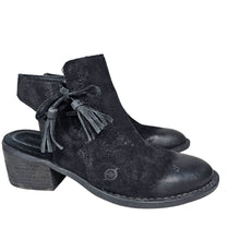 Load image into Gallery viewer, Born Monikah Ankle Boot Tassel Tie Bow in Black Leather Women&#39;s Size 8

