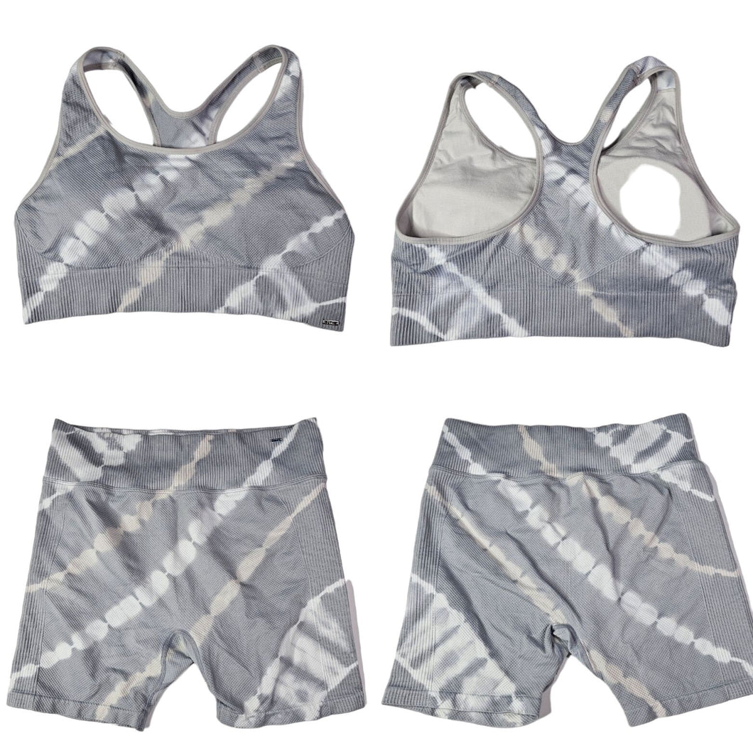 PINK Tie Dye Athletic Workout Set Gray White Size XL