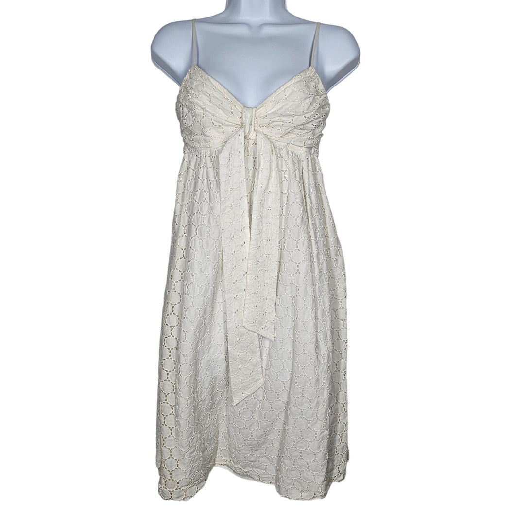 Robert Rodriguez White Eyelet Lace Cami Empire Sun Dress with Tie Cotton Women 's 4/XS