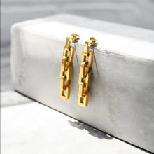 Load image into Gallery viewer, Eddie Borgo 12K gold Supra Link Earrings Chunky Modern Linear Dangle NWT
