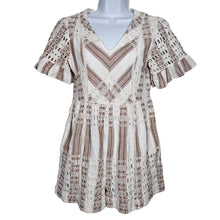 Load image into Gallery viewer, Anthropologie Ettitwa Striped Eyelet Romper White Cotton Women&#39;s 4
