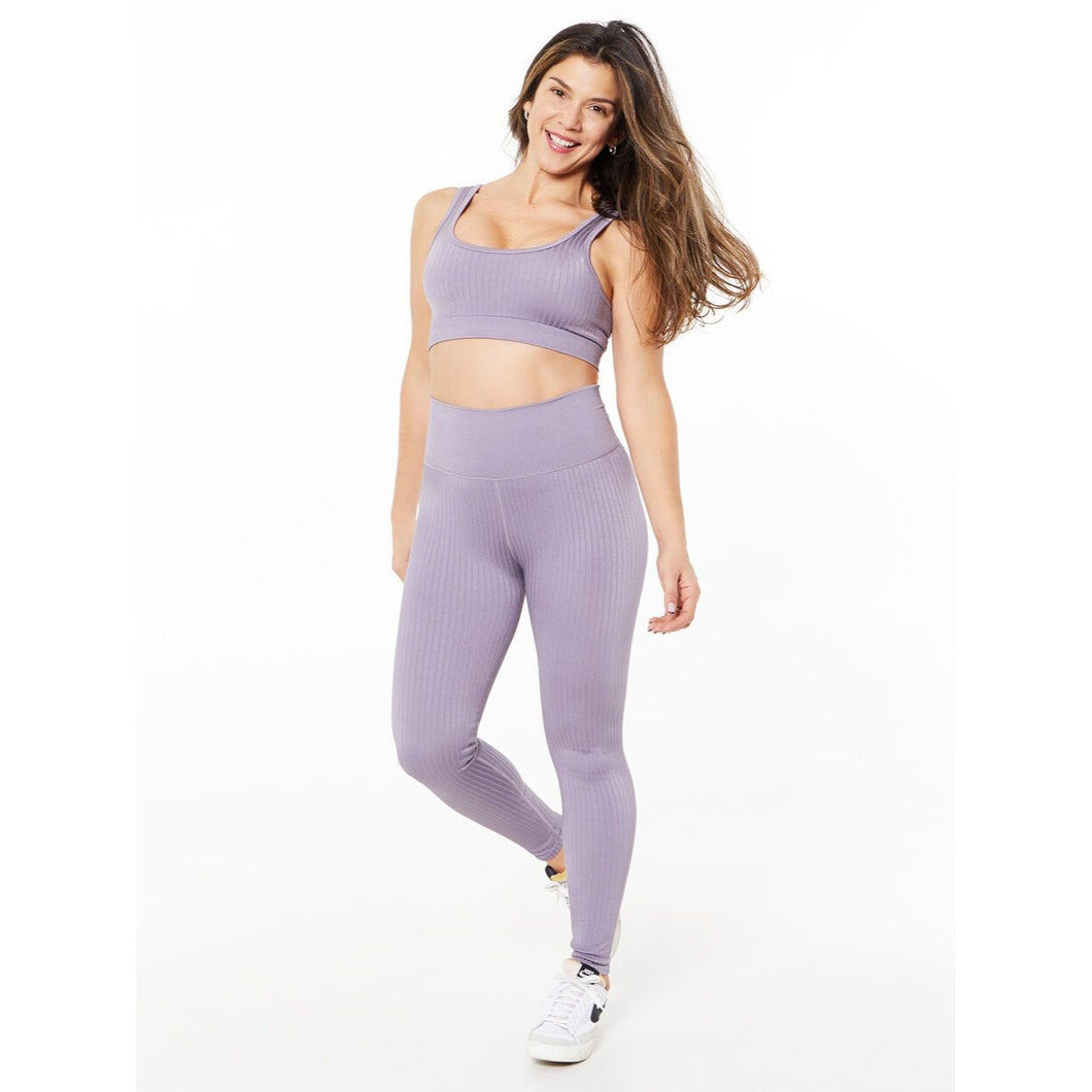 Good American Seamless Ribbed Core Power Legging Dusty Violet Women's L/XL