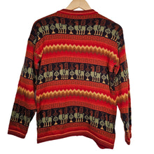 Load image into Gallery viewer, Vintage Peruvian Alpaca Knit Sweater Zip Up Red Orange Women&#39;s Medium
