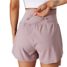 Load image into Gallery viewer, Halara High Waist Back Pocket 2 In 1 Gym Shorts Pink Purple Women Large
