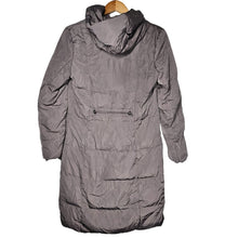 Load image into Gallery viewer, Cole Haan Down Puffer Asymmetrical Jacket Hood Gray Taupe Women&#39;s S
