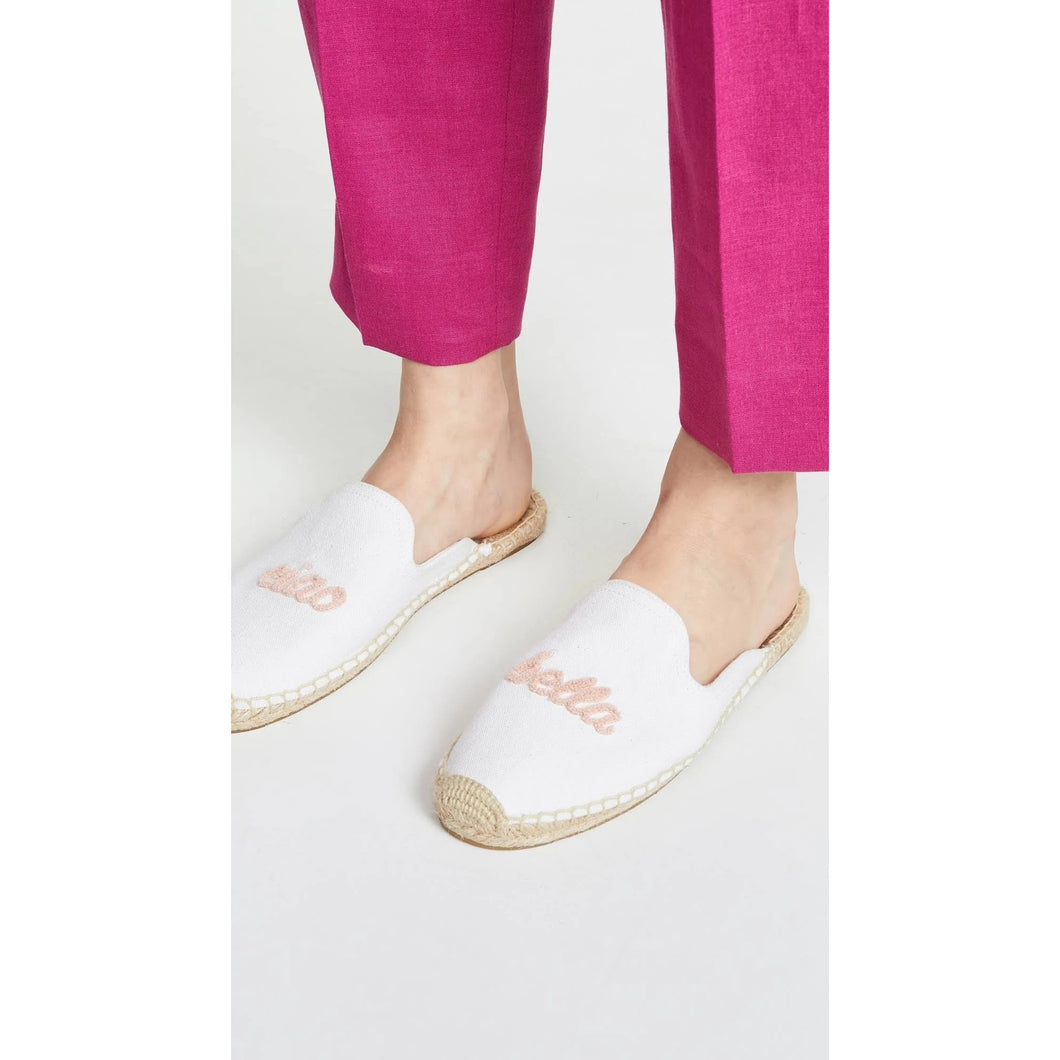 Soludos Ciao Bella Woven Platform Espadrilles Slippers White Women's Size 7
