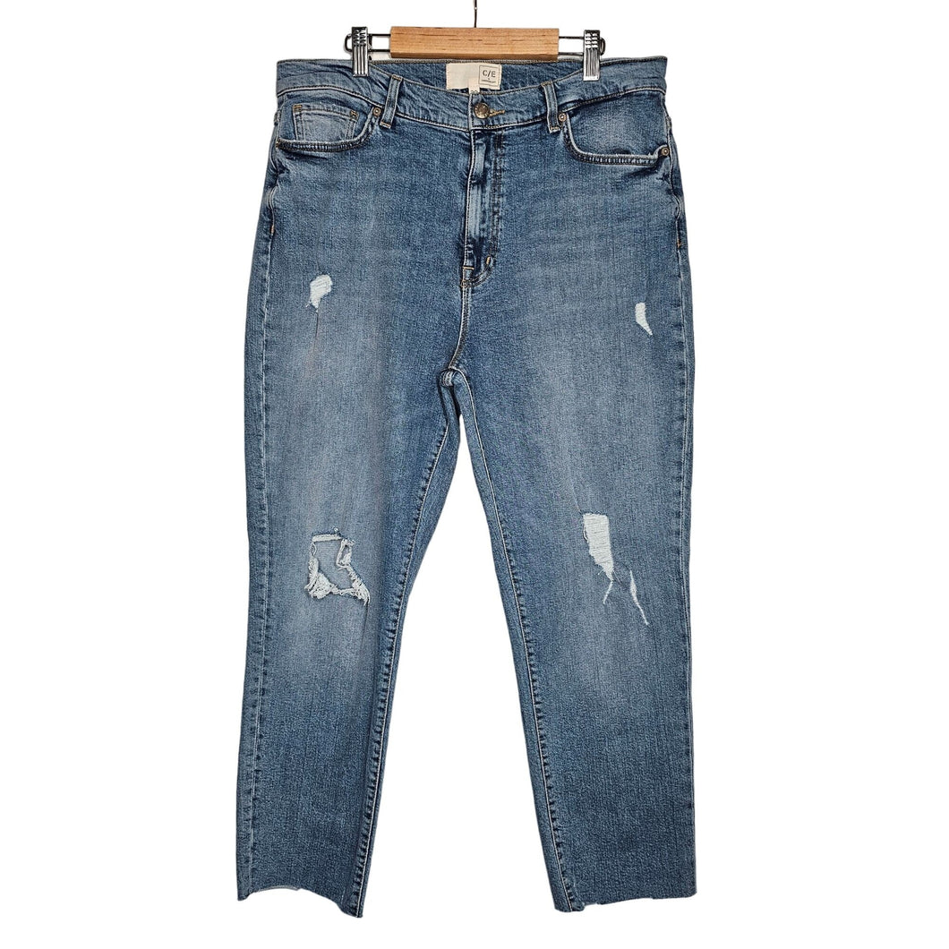 Current Eliot Boyfriend Jeans High-Rise Distressed Cut Off Denim Women Size 30