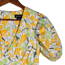 Load image into Gallery viewer, Bright &amp; Beautiful Yellow Poppy Floral Print Dress Puff Sleeve Retro Women&#39;s 4/XS
