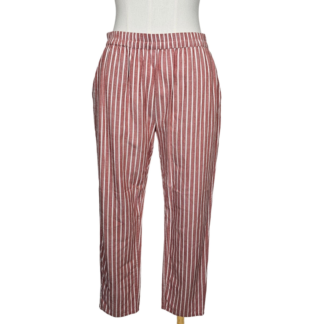 Marine Layer Stretch Cropped Pants Elastic Waist Striped Red White Women's Small