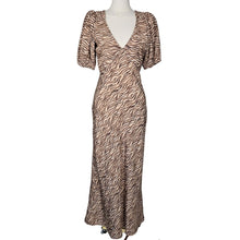 Load image into Gallery viewer, Scotch &amp; Soda Printed Open Back Maxi V-neck Dress Tiger Tan Women XS
