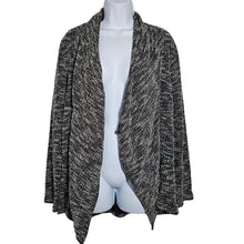 Load image into Gallery viewer, Club Monaco Marled Grey Black Textured Open Front Knit Cardigan Women&#39;s Small

