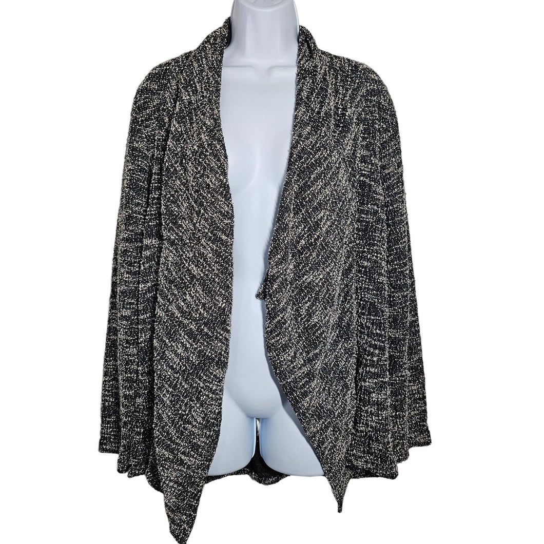 Club Monaco Marled Grey Black Textured Open Front Knit Cardigan Women's Small