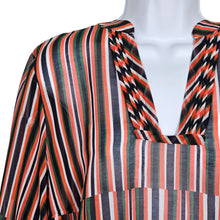 Load image into Gallery viewer, CAbi Ultimate Sheer Blouse Colorful Stripe Gathered Bell Sleeve Women Size Large
