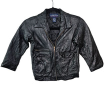 Load image into Gallery viewer, Kids Vintage Class Club Lambskin Leather Moto Jacket Black Zip Up Size 5

