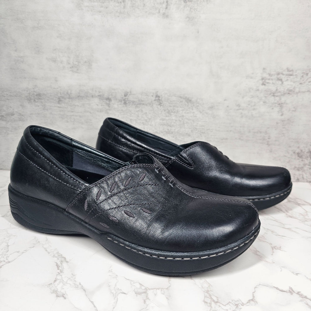 Dansko Abigail Clog Slip On Comfort Shoe Black Leather Women's Size 41