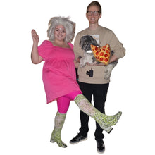 Load image into Gallery viewer, Weird Barbie Costume Set- Puff Sleeve Pink Dress, Snake Print Shoe Covers, Crazy Wig XL
