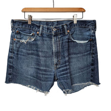 Load image into Gallery viewer, Levi&#39;s 505 Custom Cut Distressed Denim Shorts High Rise Women&#39;s 14, 36&quot; Waist
