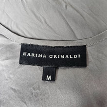 Load image into Gallery viewer, Karina Grimaldi Lace Shoulder Silk Top Tank Black Gray Women&#39;s Medium
