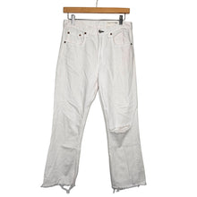 Load image into Gallery viewer, Rag &amp; Bone Straight Leg Jeans Ripped Raw Hem Relaxed Fit White Denim Women 27
