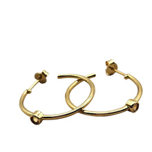 Load image into Gallery viewer, Marrin Costello Curateur Hoop Earrings 14k Gold Plated Sterling Silver Topaz

