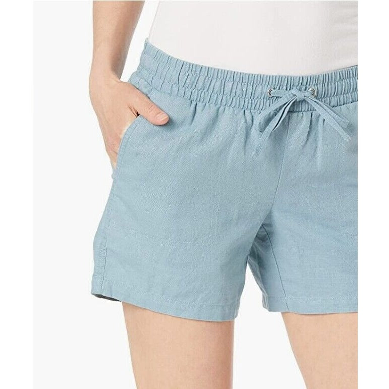 Amazon Essentials Linen Drawstring Shorts Dusty Blue Women Size XL