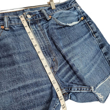 Load image into Gallery viewer, Levi&#39;s 505 Custom Cut Distressed Denim Shorts High Rise Women&#39;s 14, 36&quot; Waist
