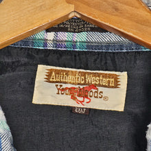 Load image into Gallery viewer, Vintage &#39;Authentic Western Youngbloods&#39; Blue Plaid Western Shirt Cotton Distressed Button Snap
