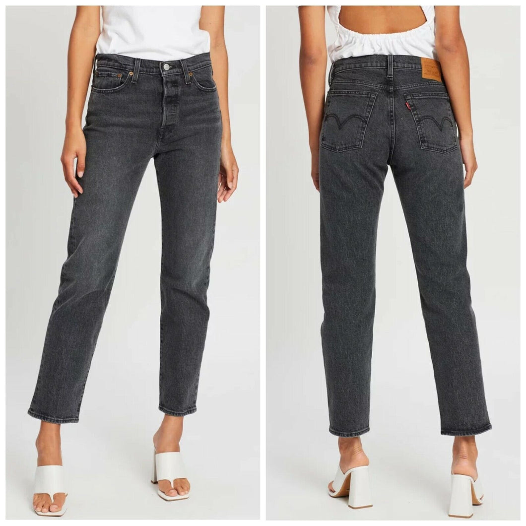 Levi's Premium Denim Wedgie High Rise Straight Jeans Faded Black Women 29