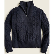 Load image into Gallery viewer, J. Crew Cable-Knit Half-Zip Sweater In Super Soft Yarn Navy Women Small NWT
