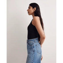 Load image into Gallery viewer, Madewell Brightside Rib One-Shoulder Tank Top Slim Fit True Black Women Size XXS
