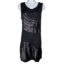 Load image into Gallery viewer, T-Bags Los Angeles Layered Ruffle Shift Dress in Black Knit Sleeveless Women&#39;s Large
