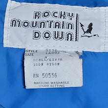 Load image into Gallery viewer, 1970s Rocky Mountain Down Puffer Vest Vintage Blue Button Snap Unisex Large
