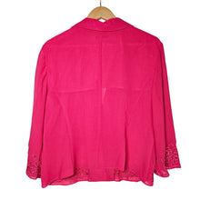 Load image into Gallery viewer, Vintage Semi-Sheer Embroidered Blazer Y2K Barbie Hot Pink Women&#39;s XL
